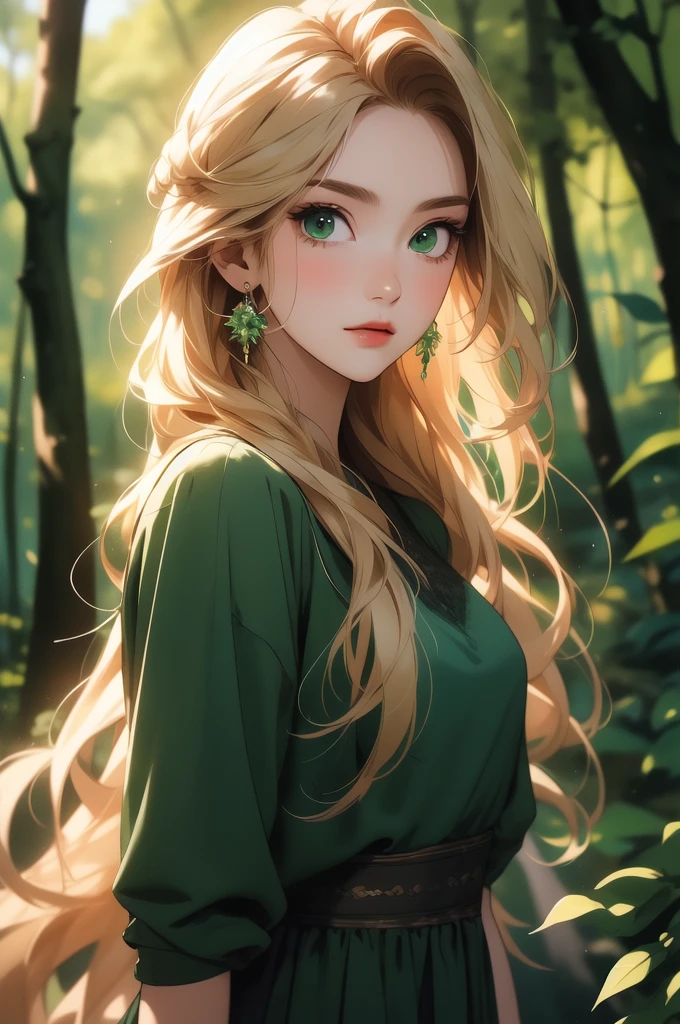 (masterpiece, best quality, high resolution:1.4), rapunzel, green eyes, straight hair, looking at viewer, nature, forest 