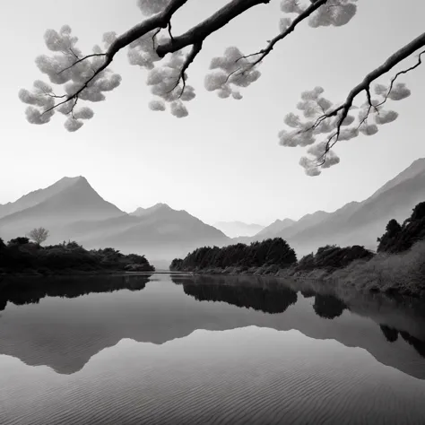 a kind of pictorial zen style,ink painting,great view of west
lake,small bridge and flowing water。8k，black and white，leica camer...