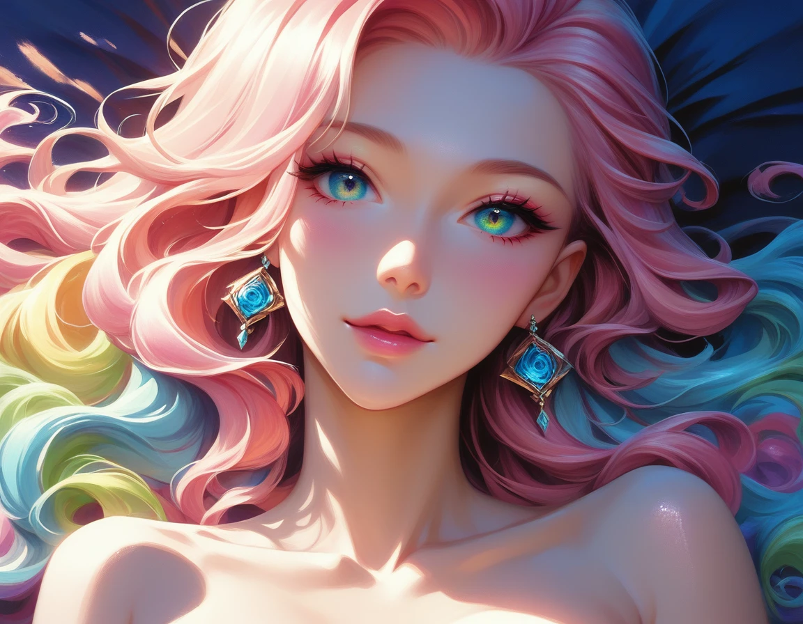 A beautiful fantasy style painting of a beautiful nude woman who gradually transforms into a vibrant Rose, highly detailed, vibrant and colorful, colorful stardust, fantasy art style, cartoon vibrant, cute detailed digital art, colorful digital fantasy art, digital fantasy art ), glossy digital painting, pastel vibrant