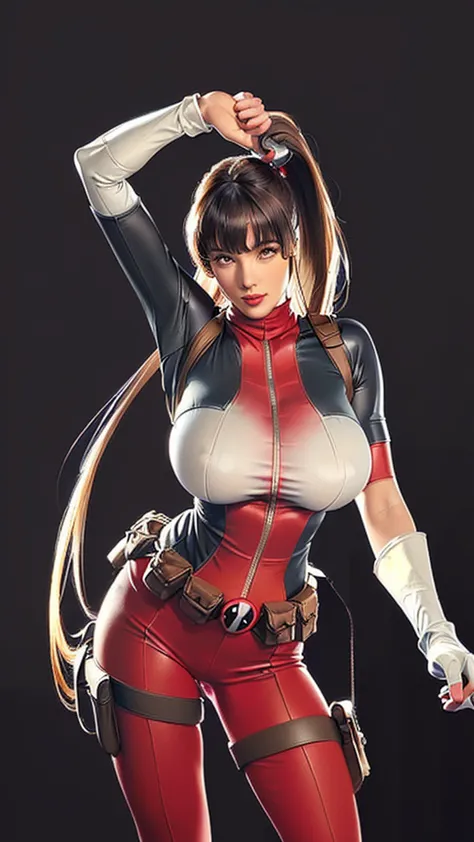 (（（perfect body,white and tender skin,（（（bodysuit_lady_deadpool_ownwaifu，bodysuit, skin tight, superhero, belt pouch, utility be...