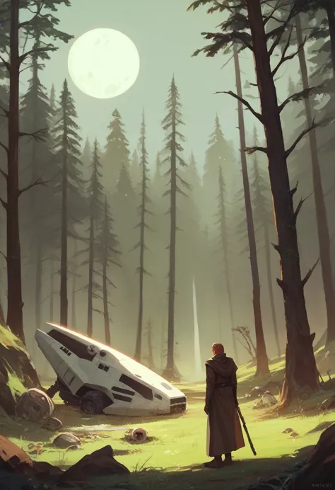 star wars style an imperial star destroyer above the forest moon of endor