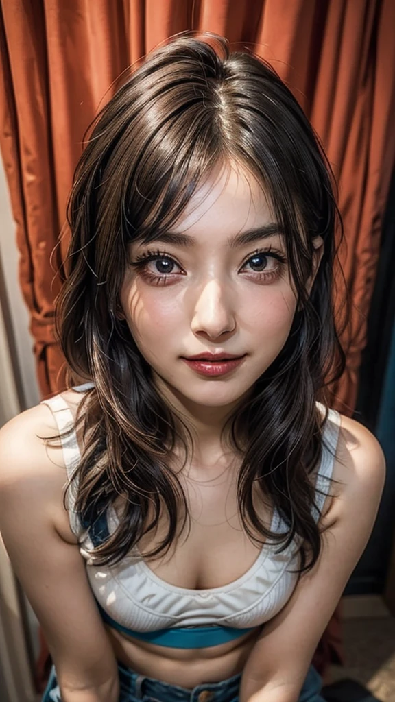 ((Beautiful Face:1.4)), (Purelos Face_v1: 1.0), Half Body,(masterpiece), (Highest quality), Very detailed, High resolution, One person, Focus Only, Skin Dentition,Sports Bra，大きな胸,Shorts，pantyhose， Perfect Face, Beautiful Face, Big eyes, Perfect Eyes, eyelash，Hatsune Miku，Very detailed顔，