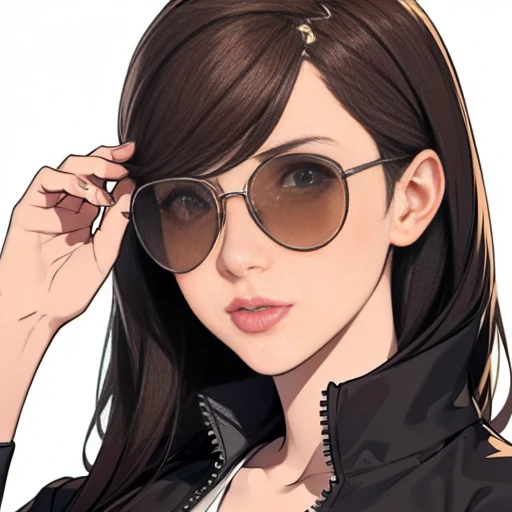 A girl , no sunglasses on face, one sunglasses , Wear sunglasses on your head, high-quality, detailed