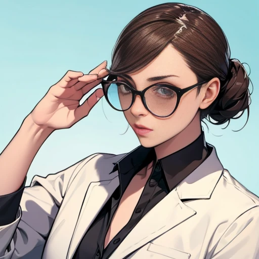 A girl , no sunglasses on face , eyewear on head, one sunglasses, high-quality, detailed