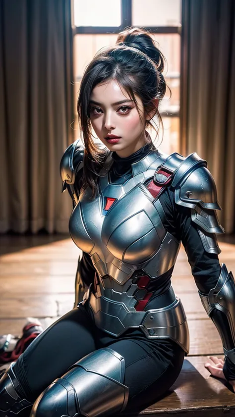 armor warriors, bustling city, (inspired by the avengers), armor suit, sit down, (8k, raw photos, realistic: 1, 25), (lots of li...