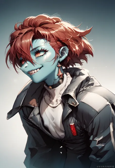 oc,na’vi, a alien blue skin skinny buff femboy man wearing black trench-coat with a red mark on the bust,red hair,thick, in an 9...