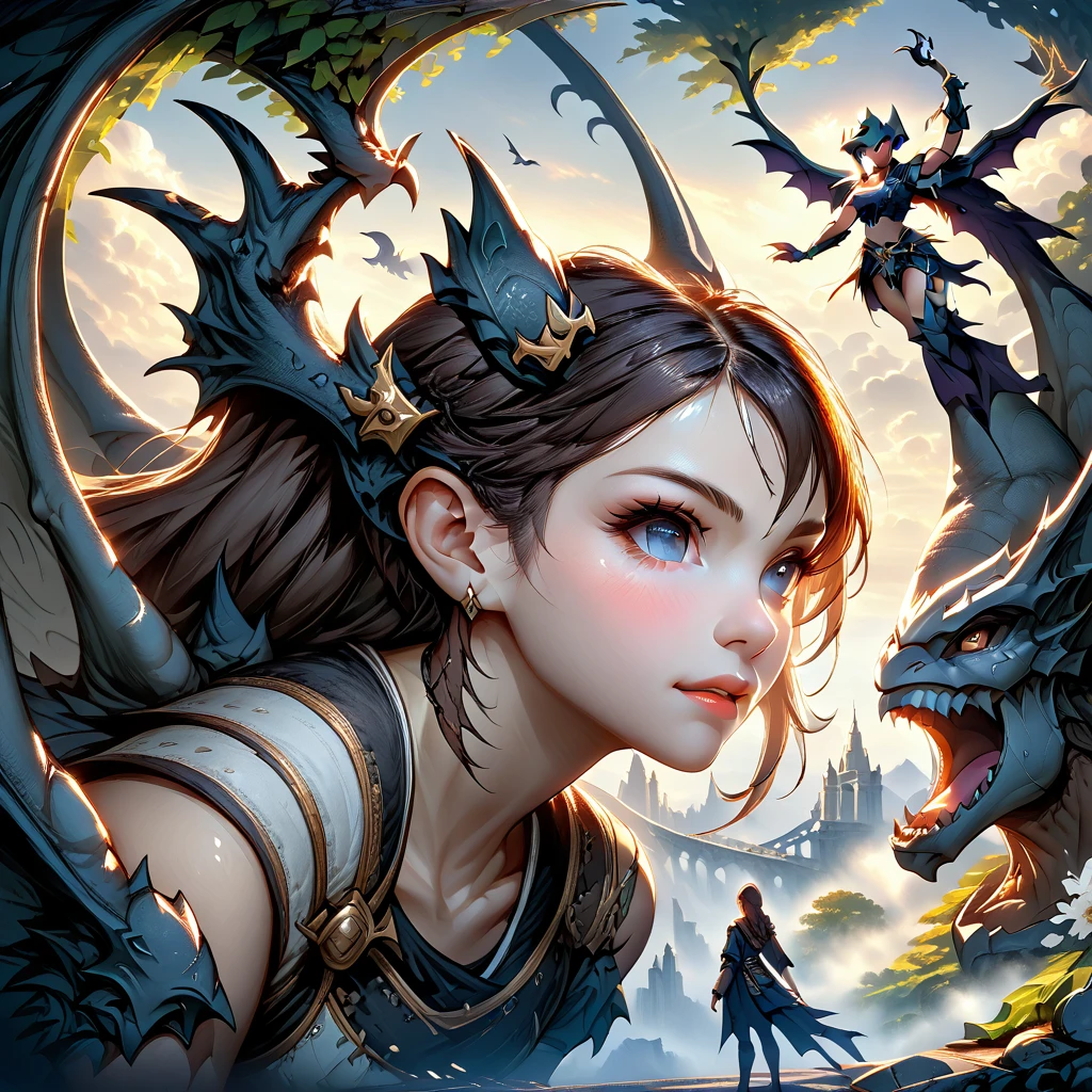 Female Gargoyle. Official Art – Charecter profile. An Award-Winning Digital Masterpiece In 4K Ultra HD, Extreme Detail And Intricate Realism. Symmetrical Face. This Concept Art Brought To Life By The Hands Of Artists Like Wlop & Artgerm In A Stunning 2D Vector Illustration.Background Is A Panoramic Vista.
