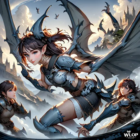 female gargoyle. official art – charecter profile. an award-winning digital masterpiece in 4k ultra hd, extreme detail and intri...