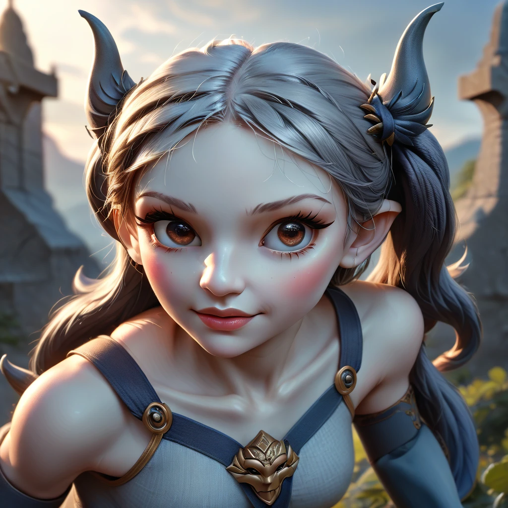 Female Gargoyle. Official Art – Charecter profile. An Award-Winning Digital Masterpiece In 4K Ultra HD, Extreme Detail And Intricate Realism. Symmetrical Face. This Concept Art Brought To Life By The Hands Of Artists Like Wlop & Artgerm In A Stunning 2D Vector Illustration.Background Is A Panoramic Vista.
