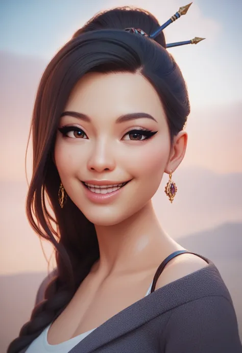 (masterpiece) (best quality) (detailed) (8k) (sharp focus), 1 adult female, sexy smile, asian face