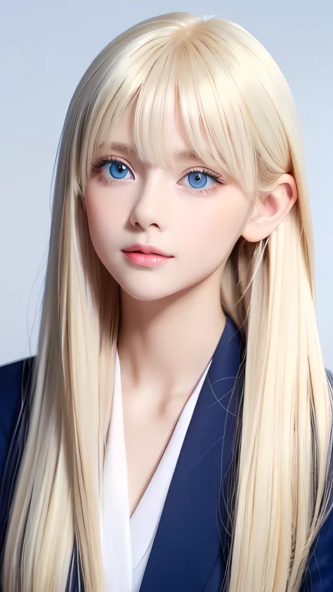 very beautiful super long straight silky platinum blonde hair、a very beautiful nordic girl、the ultimate beautiful blonde girl、so...