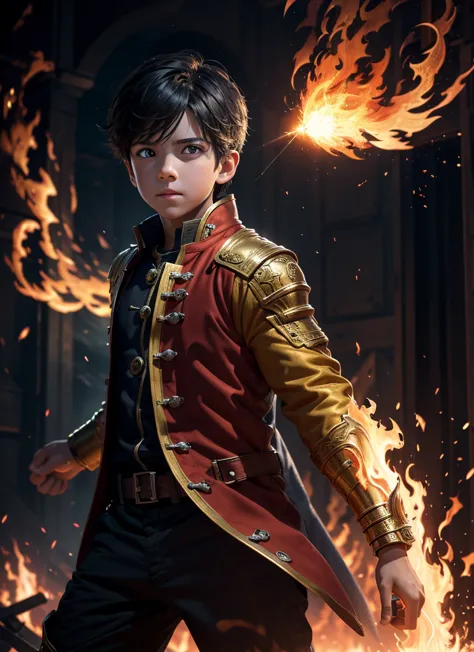 you've provided an excellent description of the boy with fire powers in the world of teyvat. i'll do my best to add more details...