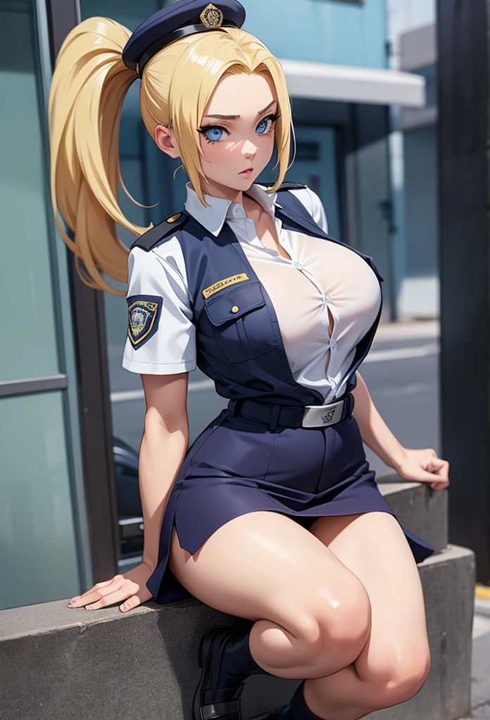 Masterpiece,Solo,1Girls,Rin Nohara,(Naruto),Big Breasts,Pussy,Perfect Body,Sexy Body Hot,Ultra High Quality,Ultra High Resolution,Photograph 16K,Ultra Detailed,Blonde Hair,Ponytails,Beautiful,Beautiful Girls,Female Police Theme,Female Police Uniform,Police Short Skirt,Police Hat,Sexy Body Hot,Sexy Uniform,Street Version 