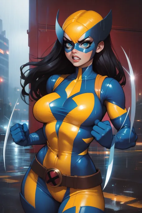 score_9, score_8_up, score_7_up, masterpiece, high quality, break
lrakinyx, long hair, mask, bodysuit, gloves, belt, angry, rain...