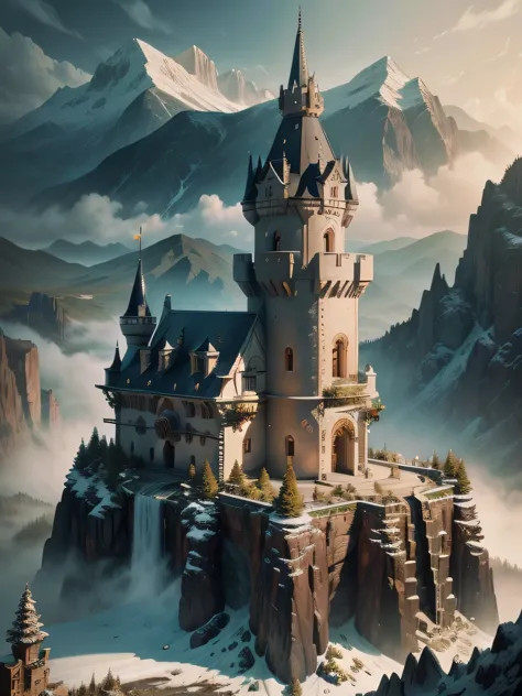 forbidden castle on top of a mountain, pixel art, (intricate details:1.12), high resolution, (intricate details, ultra-detailed:...