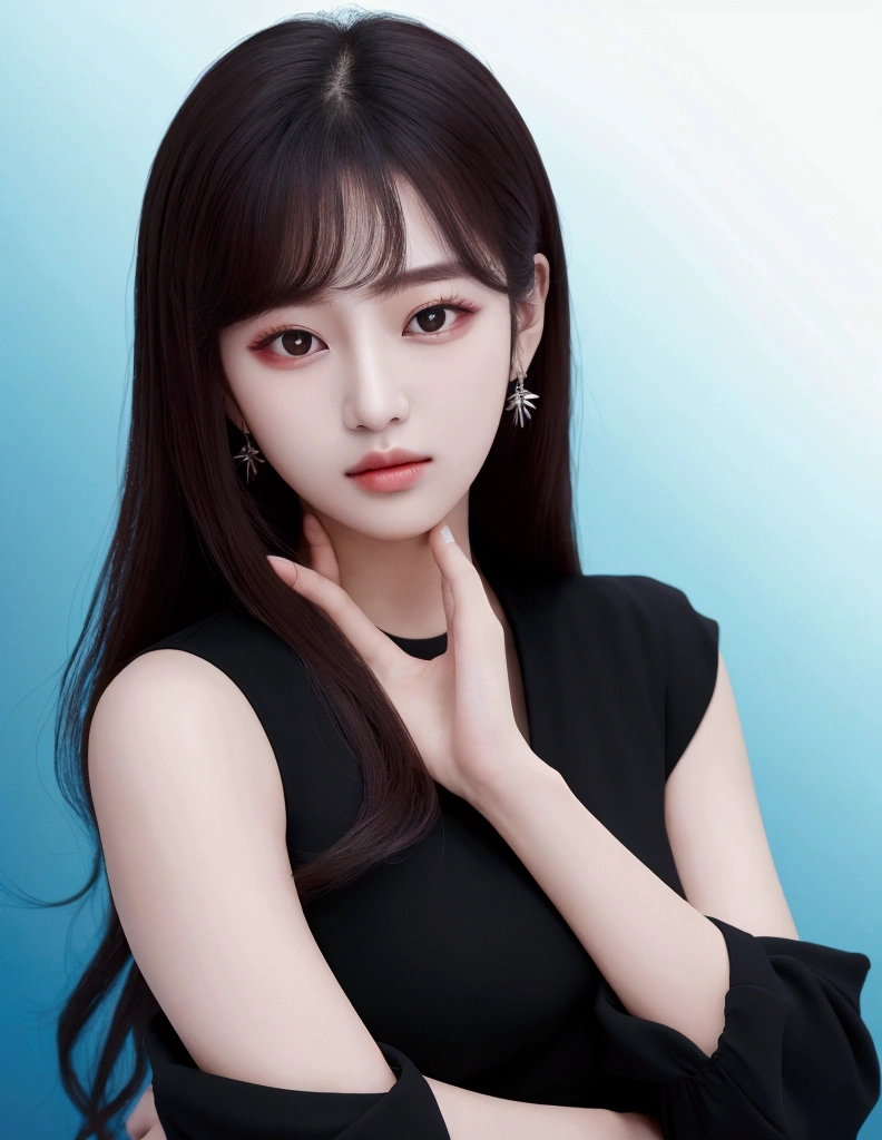 (8k, Highest quality, masterpiece, Ultra-high resolution:1.2),Beautiful K-POP idol, 20-year-old, Portraiture,, View your viewers, , Night pool background,