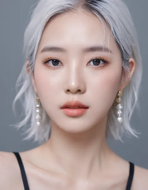 an extraordinarily detailed close-up portrait korean girl k-pop idol,  her face is adorned with intricate skin texture wet gloss...