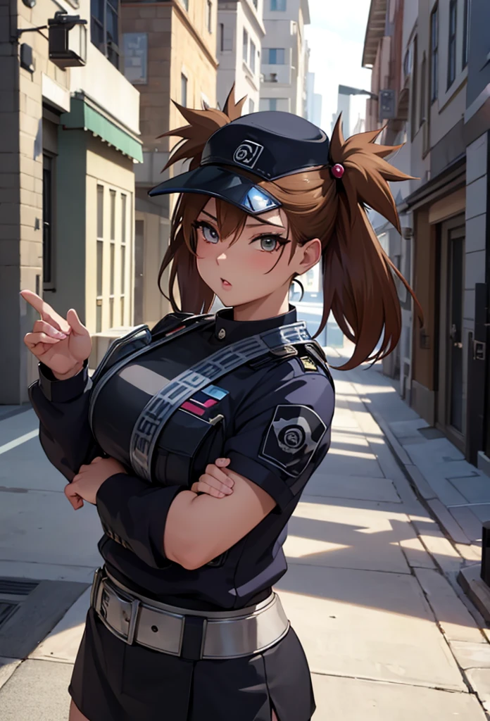 Masterpiece,Solo,1Girl,Chocho Akimichi,(Boruto)Big Breasts,Perfect Body,Sexy Body Hot,Ultra High Quality,Ultra High Resolution,Photograph 16K,Ultra Detailed,Twin Tails,Brown Hair,Beautiful,Beautiful Girls,Female Police Theme,Female Police Uniform,Police Short Skirt,Police Hat,Sexy Body Hot,Sexy Uniform,Street Version 