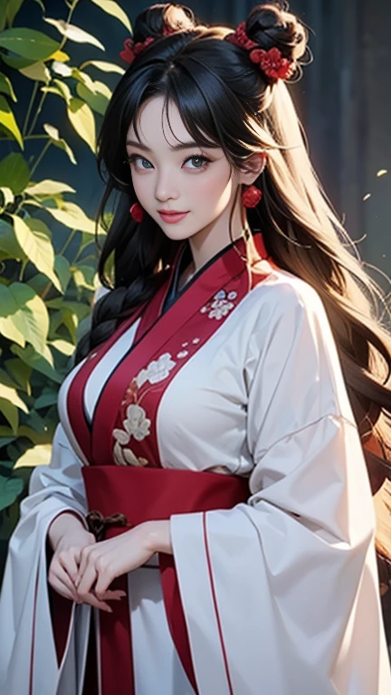 ( High resolution、 Super detailed)、masterpiece、Highest quality、High resolution、8k、Detailed Anime、Buildings from the Tang Dynasty、Tang Dynasty China、Tang Dynasty China、Young and beautiful woman、Beautiful Face、Beautiful Face、Pretty lips、Hanfu、(whole body)、Hair styled in a bright-colored round bun、Smiling eyes、Walking、Cowboy Shot、background、Buildings from the Tang Dynasty、Chang'an during the Tang Dynasty in China、Plum blossom、bamboo forest、Detailed CG、