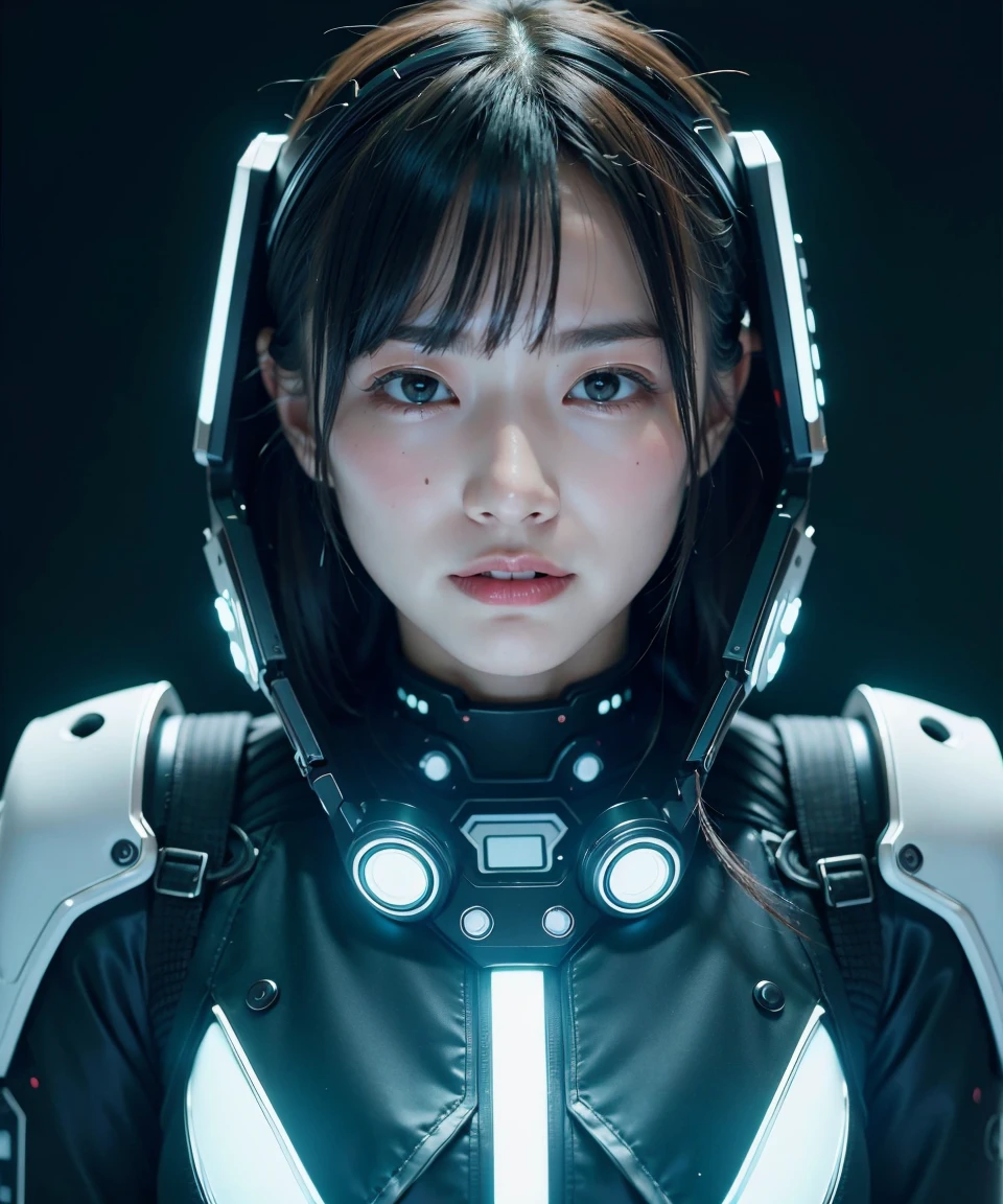 Hedonistic 22-year-old woman, (whole body:1.2), Sexy , ccute face,  (View your audience, alone, Upper Body, Detailed Background, detailed face, (Neotech Theme:1.1) Evil Tech Futuristic Hacker, Grin, Advanced Technology, coat, Techwear, Electronics, Head-up display, green (Holographic Display:1.05), Access Denied, number, Laptop, neural network, Background screen, green lights, Cyber Warfare, Dark and ominous atmosphere, Shadow,) break ((Realistic)), Mid-chest, Beautiful woman, realistic face, Mouth Details, extremely detailed eye_and_face, beautiful attractive face, beautiful detailed eye, Female-specific characteristics, matte eyehadow, eyelash, perfect body break too dark, (whole body, masterpiece), High resolution, 8k resolution, Analog RAW Digital SLR, Highest quality, Absurd, Vibrant colors, Exquisite detail, (intricately detailed face_and_eye), realistic hands, Refined details, (Realistic lighting, Sharp focus), Center Fold, Bokeh, Official Art, 8k wallpaper, 超High resolution, プロの写真撮Shadow