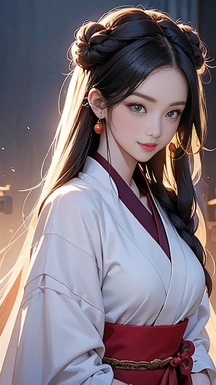 ( High resolution、 Super detailed)、masterpiece、Highest quality、High resolution、8k、Detailed Anime、Buildings from the Tang Dynasty、Tang Dynasty China、Tang Dynasty China、Young and beautiful woman、Beautiful Face、Beautiful Face、Pretty lips、Hanfu、(whole body)、Hair styled in a bright-colored round bun、Smiling eyes、Walking、Cowboy Shot、background、Buildings from the Tang Dynasty、Chang'an during the Tang Dynasty in China、Plum blossom、Detailed CG、