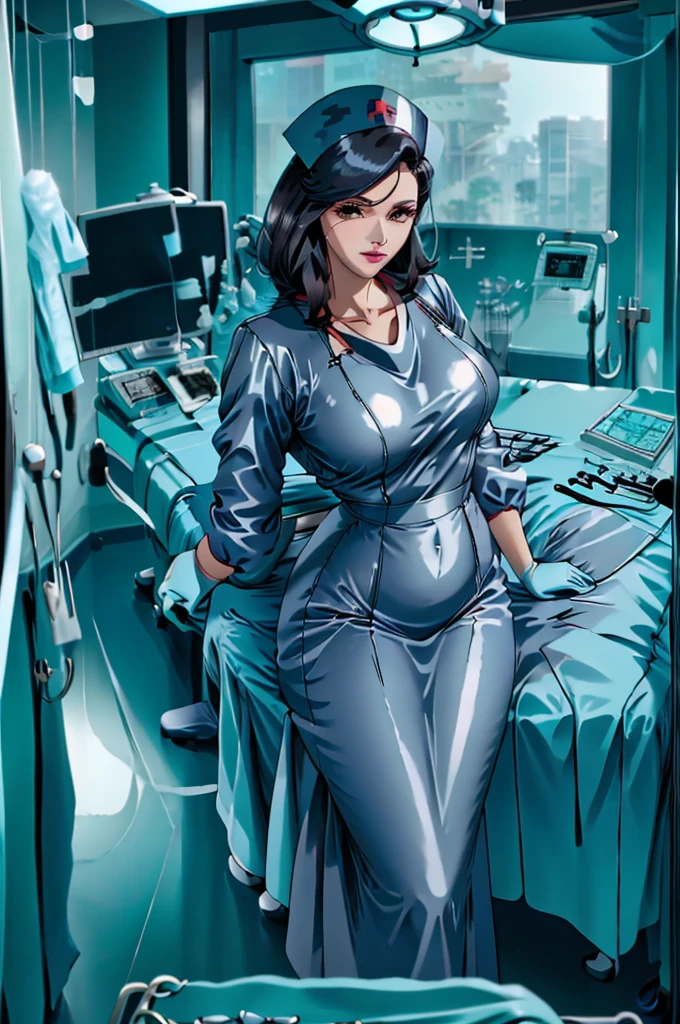 nurse uniform,hospital, latex nurse suit,nurses,busty,elbow gloves,labcoat,black hair woman,red eyes , gigantic ,medical instruments,asian nurse,two nurses,speculum,examination room,oversize ,big ass ,strap on, lay on table ,legs spreaded,giving birth,gyno chair , dentist,Milf,latex,black uniform,oversize breasts