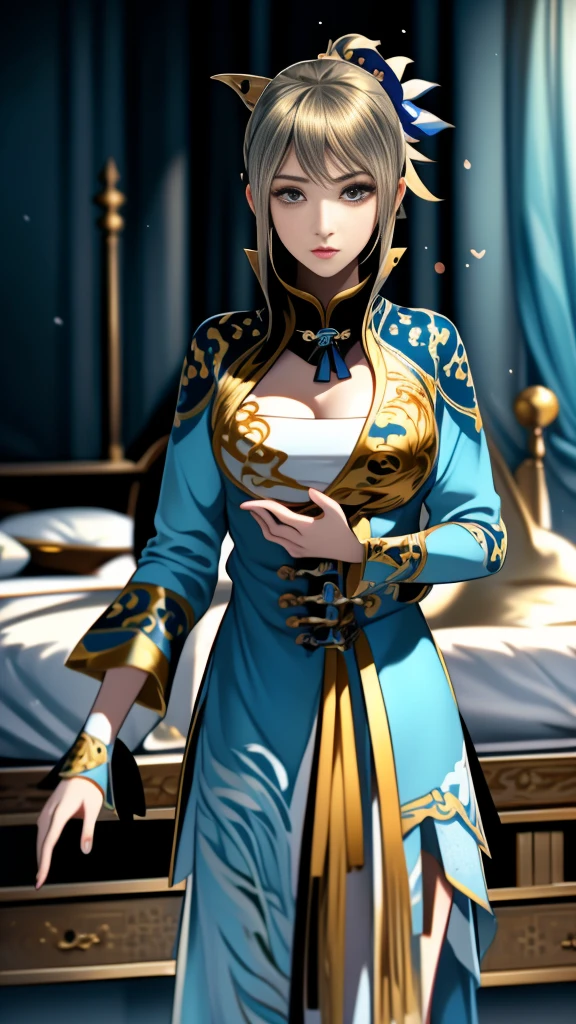 ((masterpiece)),((Write neatly and in detail)),Beautiful and pretty older sister,Dynasty Warriors 7,Wang Yuanjie,Normal chest,(Embarrassed expression,Positive POV,Complete human body,bedroom