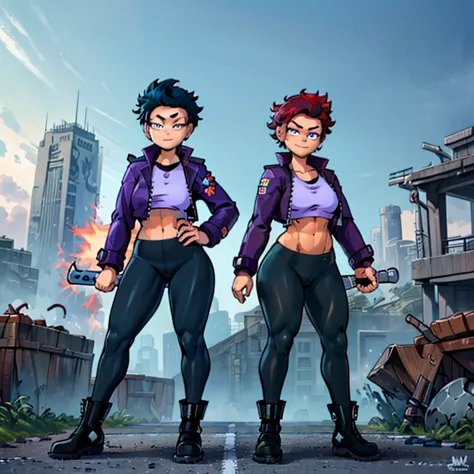 (((my hero academia style))), (((bibi))), (((brawl stars))), (((1girl))), (((female))), (((punk girl))), (((punk))), (((wide hip...