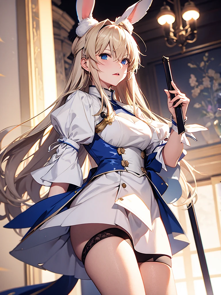 Rabbit Arturia&#39;s hairstyle, Artoria Bunny Costume, One person, Pectoral muscle, alone, Blonde, Green Eyes, French Braidings, Long Hair, Big ample breasts, Cleavage, ponytail, Side Lock, Bans, belly button, Looking up at the viewer, Bare shoulders, Braiding, Hair between the eyes, ウサギのPause, tiara, Ahegao, Blushing huge saggy breasts:1.8, Huge chubby sexy :1.9, Huge Sexy , Sexy Legs:2.0, , Prohibited to wear, No clothes, White transparent tights, Hugging legs, Hug my feet, Hugging legs, Squatとレッグハグ,  Pause, Lying down , Lie down with your legs hugged, You are very sexy、((Nipples are visible:1.4))、Sheer pink nipples、Puffy nipples、Erotic squatting、Squat、Show your armpits