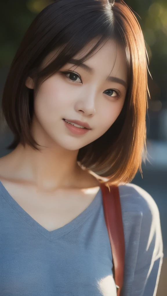 8k,Highest quality,(masterpiece:1.2),(Realistic),(Realistic:1.37),Ultra-high resolution,1 female college student,city,smile,Beautiful Eyes,(((Cute casual clothes))),Perfect body,Perfect Fingers,Professional Lighting,gravure,Detailed face and skin texture,fine grain,RAW Photos