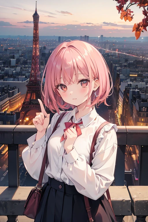 Madoka Ayukawa, Femme aux cheveux platine en chemise à col orange pose pour une séance photo en ville devant la tour Eiffel (Paris), Bokeh allemand d&#39;art 8K, corps bien proportionné, belle femme japonaise, Colliers magnifiques, belle jeune femme japonaise, portrait doux 8 k, une fille japonaise, yeux doubles et étroits, beaux yeux gris, ros tran 8k, Jolie jeune femme, Belle femme japonaise aux cheveux bleu foncé, dskbnbk,