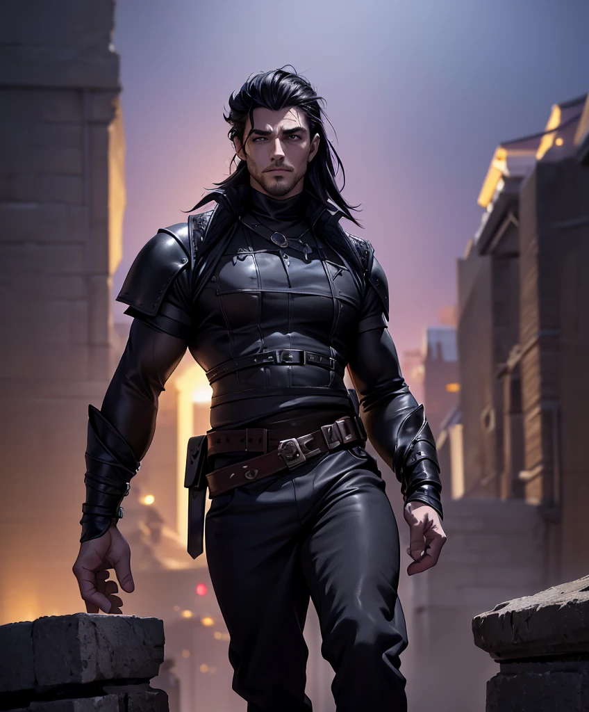 (((Looks like Adonis.))) (((Appears to be 20 years old with youthful looks.))) (((Dark, night time background.))) (((Solo character image.))) (((Generate a single character image.))) (((Extremely sexually attractive.))) Handsome male fantasy art, (((Dark, night time background.))) (((Strong elements of dark medieval fantasy.))) (((Sexy and handsome male.))) (((This is an urban explorer in a dark fantasy realm.))) Night background. Dark. Eerie.  long sexy hair in a masculine style,This is an urban explorer in a dark fantasy realm. Looks mysterious, wearing a black shirt, black pants and black boots. Looks like a sneaky rogue in medieval fantasy urban setting. Looks like a shady rogue in a medieval fantasy setting. Looks like a medieval fantasy male character. Looks like a male rogue for Dungeons & Dragons in a medieval fantasy setting. Ideal, male physique. Wears lots of black clothing. Looks like a handsome criminal for a medieval fantasy setting. wearing black leather medieval clothing, sneaky, rogue, muscular, gorgeous face, fantasy artwork, fantasy attire, fantasy adventurer, masterpiece:1.3,madly detailed photo:1.2, hyper-realistic lifelike texture:1.4, picture-perfect:1.0,8k, HQ,best quality:1.0, (masterpiece,fantasy,art, best quality, unreal engine, 8k, ultra HD, centered image, absurdres,