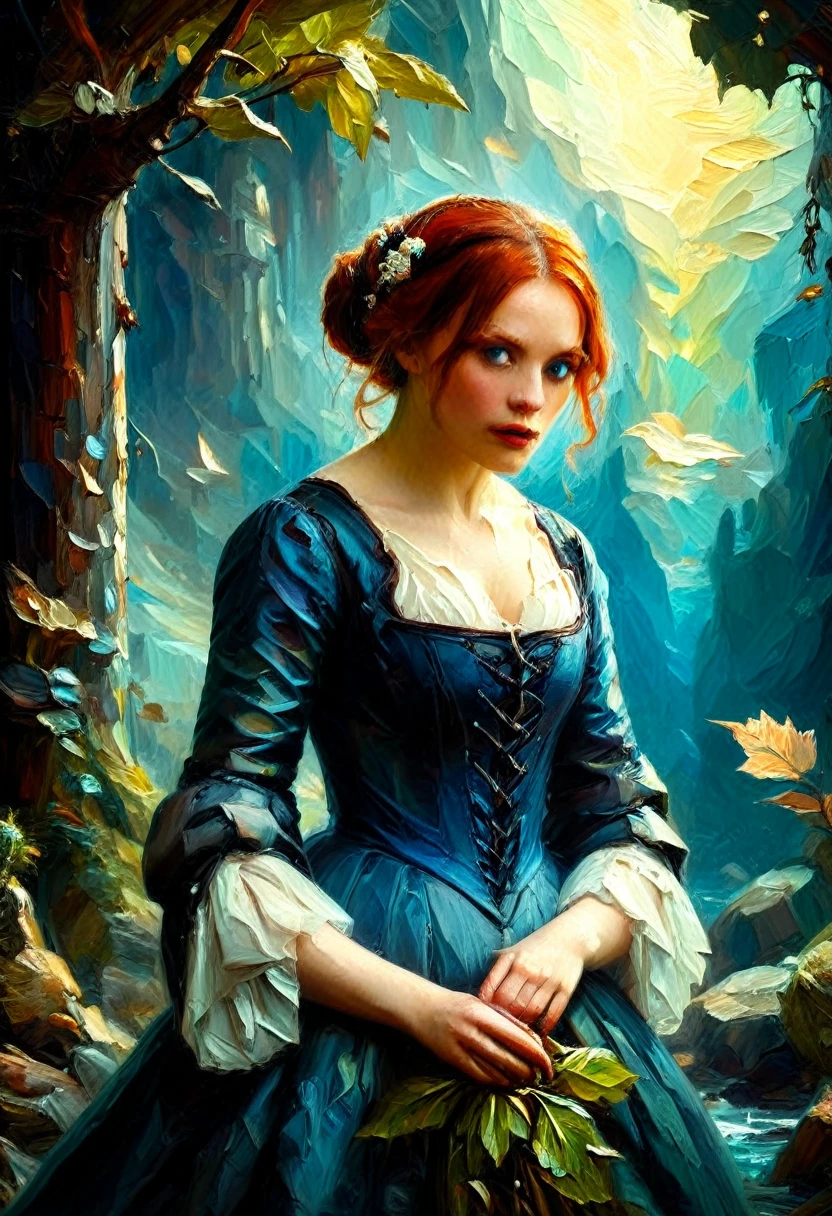 A woman in a fantasy world, in the style of 19th-century painting