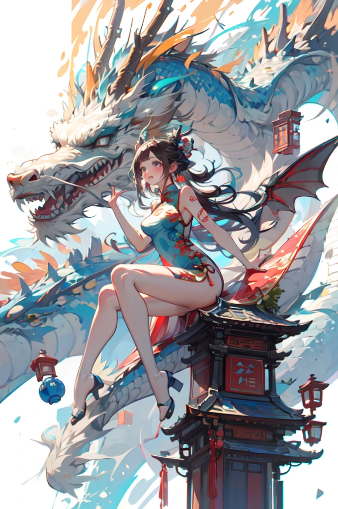 [(White Background:1.5)::5],(Bottle bottom:0.9),masterpiece,(whole body:1.2),
Dragon and girl,One person,Dragon,Long Hair,China dress,
