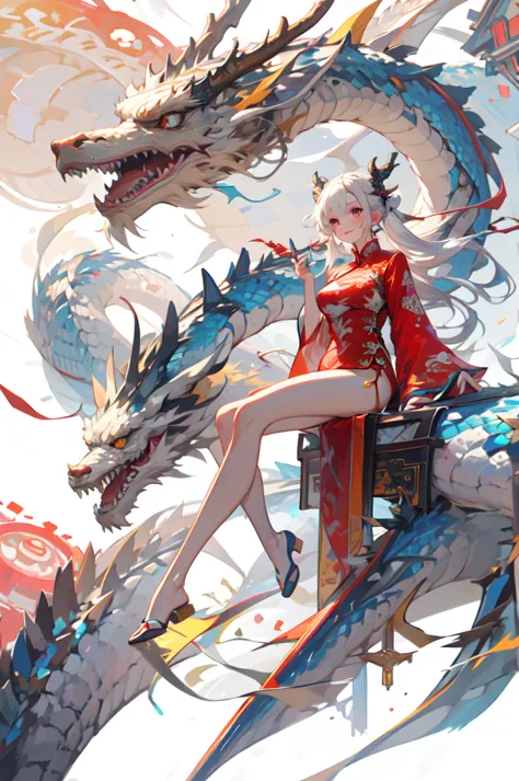 [(white background:1.5)::5],(bottle bottom:0.9),masterpiece,(whole body:1.2),
dragon and girl,one person,dragon,long hair,china ...