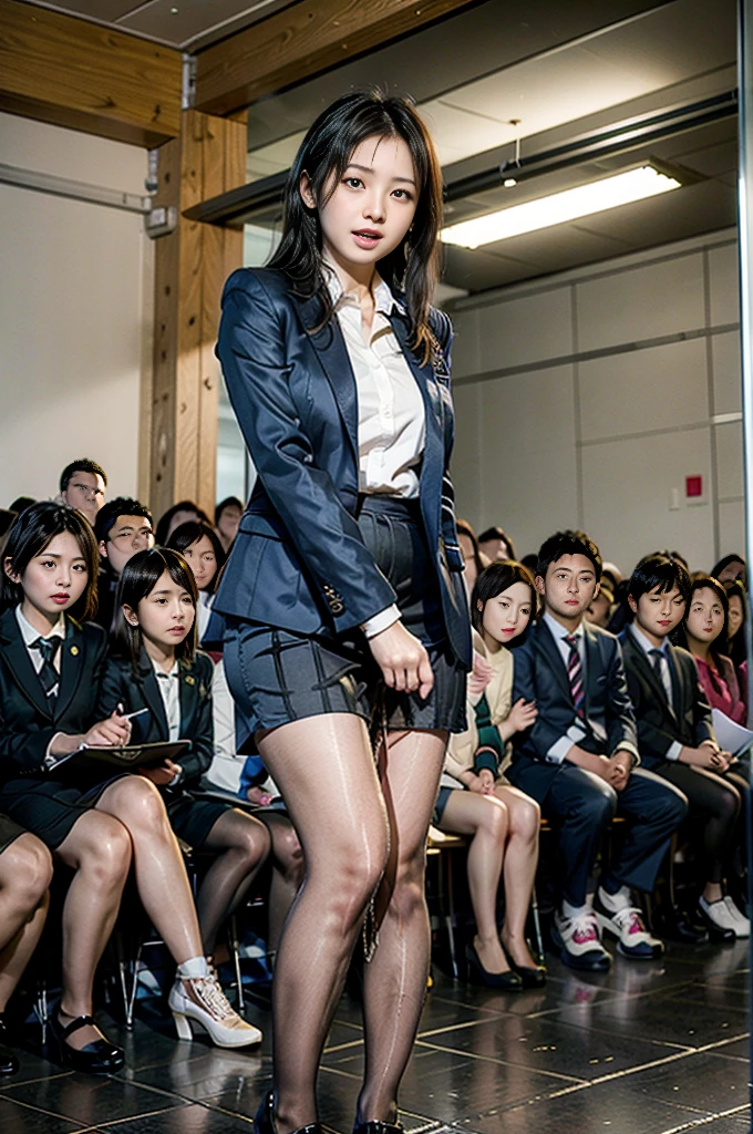 Female teacher pisses、Female teacher urinates at student graduation ceremony、Pee leak、peeing herself、A lot of pee、From below、Gaze at the audience、Black Suit、mini skirt、pantyhose、High heels、Perfect figure、Very beautiful、Japanese elementary school teacher、学校の体育館で卒業式を取り行っている最中に女教師がPee leak、A female teacher is surrounded by students、Shy expression、Ecstatic expression