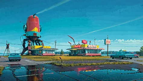 (lora:21stalenhag:1),(masterpiece), (best quality), (ultra-detailed), (best illustration), (best shadow), (absurdres),((draw by ...