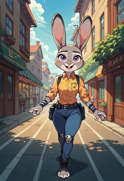 judy hopps zootopia beauty runs after robber on the highway