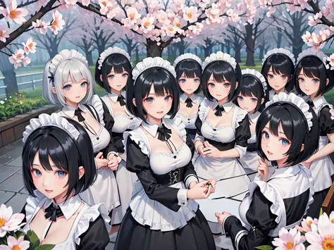 (((clone girls art))), (((ultra hd, highest quality, ultra-high resolution))), (((((maid clothes:1.7))))), women, small face, ((...