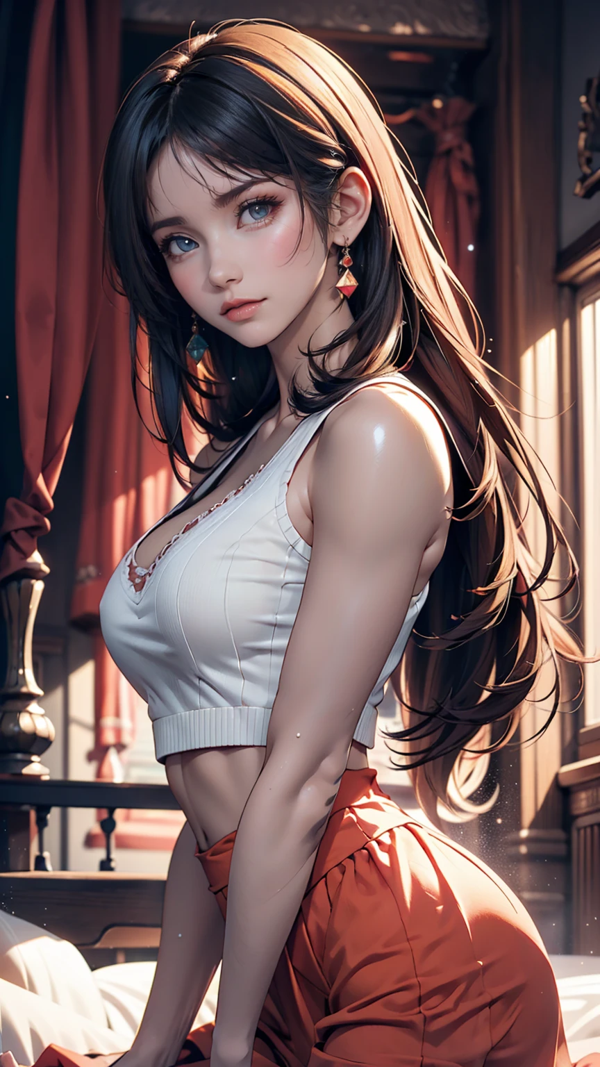 Arabic style image of a woman with long hair and a black top, 3 d anime Realistic, photoRealistic anime girl render, 8K Portrait Rendering, Realistic anime 3 d style, Smooth anime CG art, Realistic young anime girl, Realistic. Chen Yi, photoRealistic anime, beautiful Realistic face, hyper Realistic anime, Stunning Anime Face Portraits, Realistic beautiful face