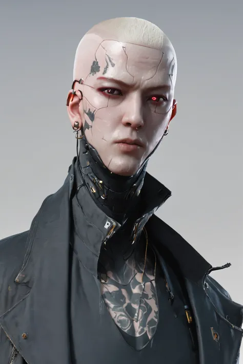 create an albino character, he has shaved hair, hair style like a eminem, , just his face, front view face, front view face, clo...