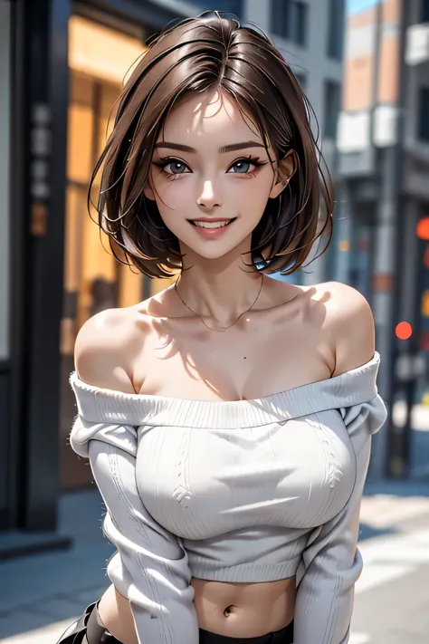 1 beauty, ((white knit loose off-shoulder top, tight mini skirt)), beautiful face, beautiful eyes, double eyelid, long eyelashes...