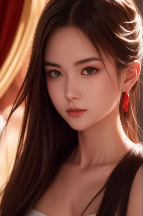 "a stunning portrait of a girl caught between light and darkness, rendered in ultra-sharp cg at 16k resolution. the contrast bet...