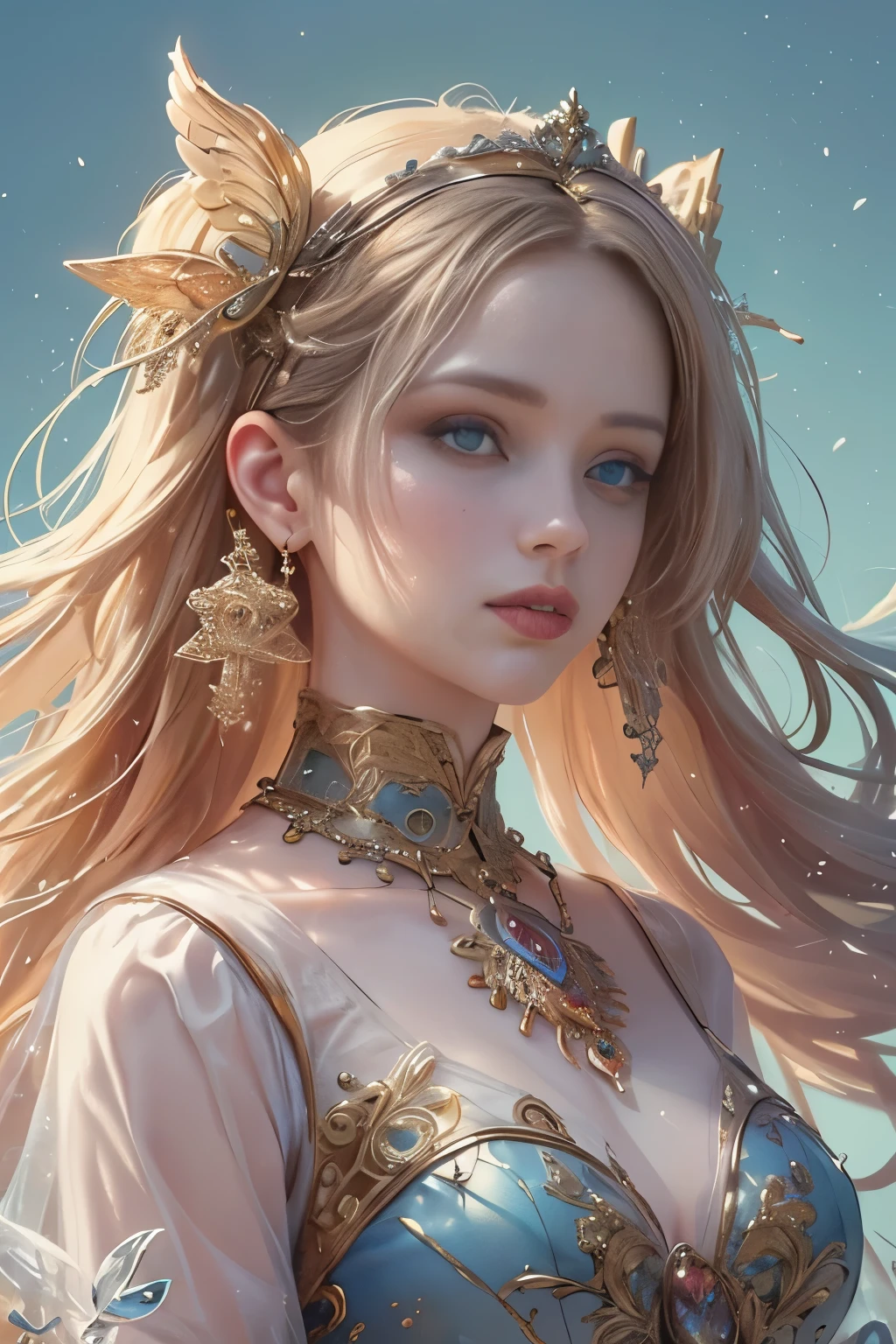 (masterpiece, top quality, best quality, official art, beautiful and aesthetic:1.2), (1 fantasy girl), very detailed, fancy 보석, (fractal art:1.3),fancy,highest detail.