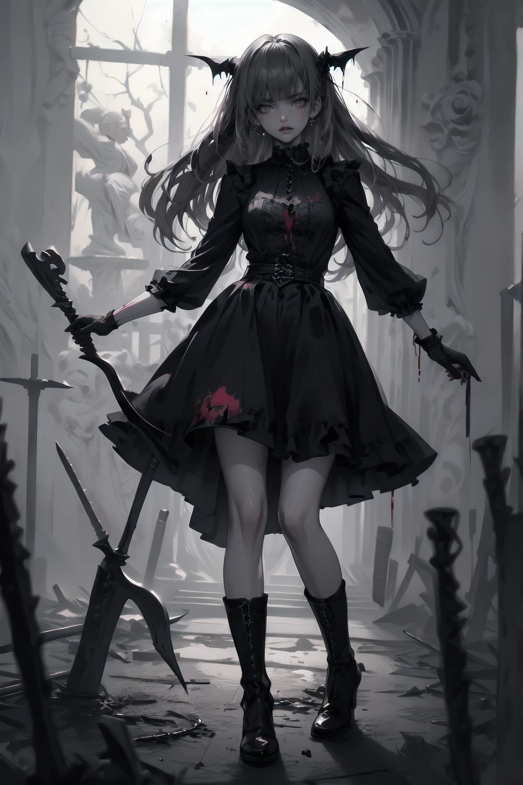 beautiful girl、とてもcute天使、Pink T-shirt、cute、Baby Face、smile、Long skirt、Black long boots、.(Highest quality,4K,High resolution,masterpiece:1.2),Very detailed,Realistic:1.37,Spooky altar background,Dark fantasy,Red color scheme,Ominous atmosphere,Eye-catching,Storytelling,anatomy,Anime Style,Concept Art,beautiful細部までこだわった顔と (((Red eyes ))),A terrifying ritual ,Ritual of sacrifice,Premature death,inappropriate behavior,クレイジーなsmile,Scythe Face,Girl Monster, beautiful, Delicate facial features, Sharp Eye, Sharp Fangs, pale skin, Thick chain, Dark Background, Cinema Lighting, Dramatic Shadows, Gothic style, Gloomy atmosphere, Dark fantasy, one person&#39;s, Please open your mouth wide, Open your mouth and baring your teeth,Sharp teeth like a beast, Wide lips, very wide mouth, Vermilion cheeks, ,(Blood splatter:1.4),Scary smile, smile,Angel Design, Twisted smile、Bloody、bleeding from the head,,,,,、Blood splatter、,(Blood splatter:1.4),skull,Horror Style, ((Fantasy Sweet Ta Frill Pink Costume)), ((Flowing blonde hair)), ,(Blood splatter:1.4),Female curves, Sexy flat stomach, Perfect hands, Perfect anime face, (Pink Tata Dress)), Are standing, ((邪悪なsmile)), ,(Blood splatter:1.4), Steam circulates, Moonlight Illumination, night lighting, (Blood splatter:1.6),アニメAngel Design, Twisted smile、Bloody、bleeding from the head,,,,,、Blood splatter、,(Blood splatter:1.4), skull,Gothic architecture、Western architecture、Fantasy World、,Victorian cities, Skeleton Gas Light,Absurd, High resolution、 ((Tabletop)), ((Highest quality)), (Very detailedな), ((Very detailed)), (beautiful), ((cute)), (NFSW:1.8), alone,(10 years old:1.6)、(world&#39;Most terrifying and spooky gothic girl:1.5)beautiful face、Whole Body Ezbian、pale, beautiful肌、beautiful金の髪、優しくsmileむ、Dark building ruins、(snow white&#39;Frill dress:1.3)、(The dark ruins are stained with blood:1.3)、Low angle full body shot、(少女は血の海の中にAre standing:1.5)、(The ground is full of blood:1.3)、(The girl lost a lot of blood....:1.3)、(クレイジーなsmile:1.6)、Spirits、(Blood dripping from the mouth:1.3)、
