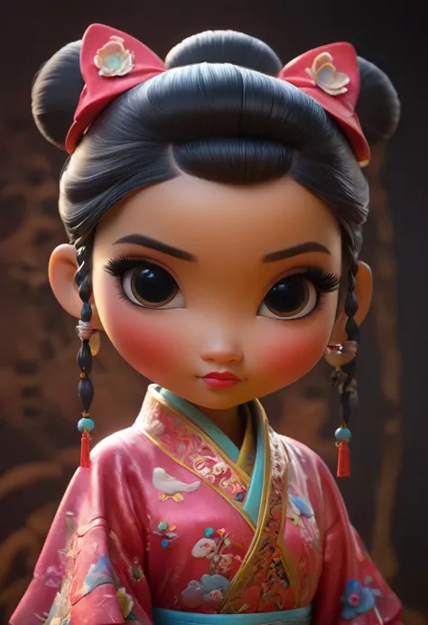 picture of a chinese girl, in the style of unreal engine 5, disney animation, adorable toy sculptures, charles willson peale, je...