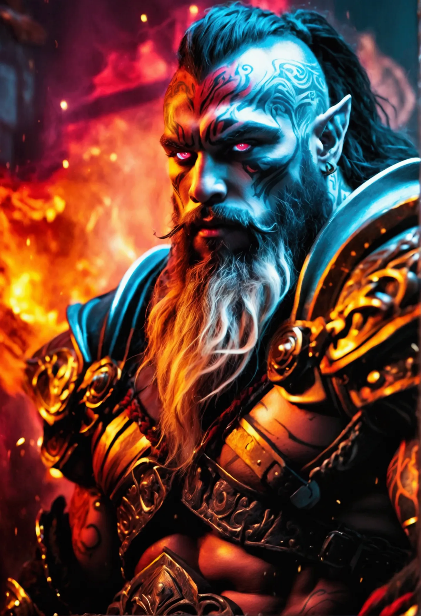 create a hyper detailed photograph of a tattooed large  muscular young berserker deathknight, stunningly perfect gorgeous face, ...