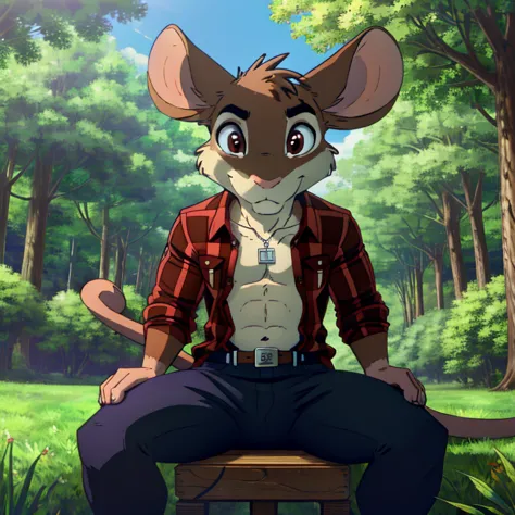 best quality, (masterpiece), (ultra detailed), (high quality), (high resolution), cartoon, tall handsome sexy brown rattata, str...