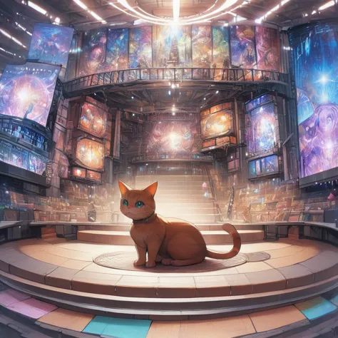 masterpiece, highest quality, stageアート, cat, stage,