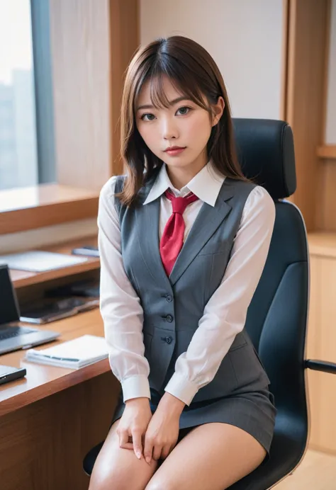 japanese office lady、sexy pose、sitting with legs apart